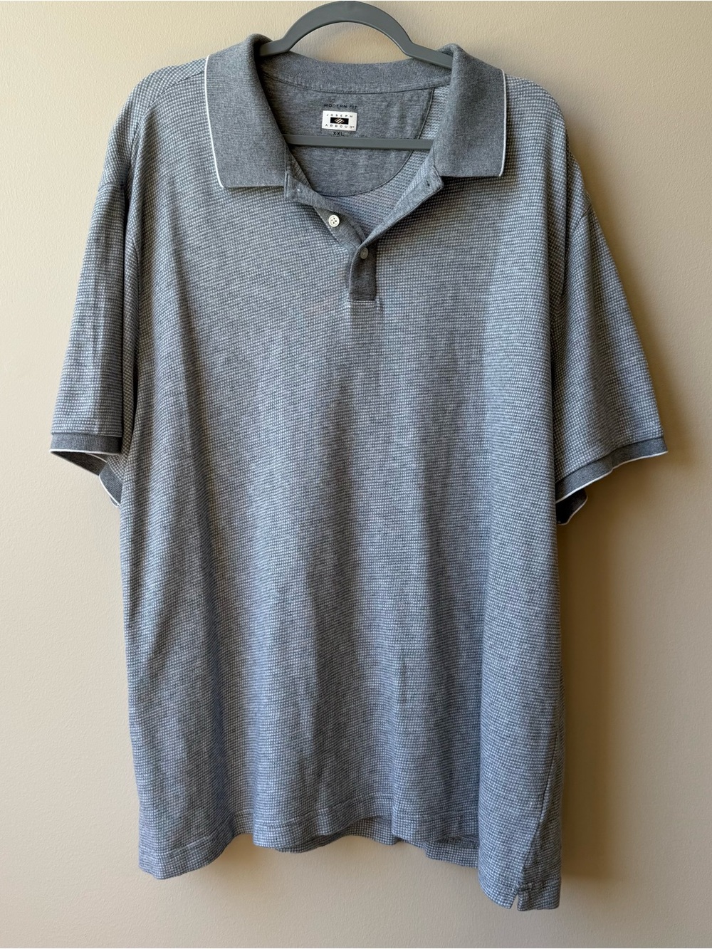Joseph Abboud Knit Polo Shirt Men’s Size XXL Gray White Soft Business Casual